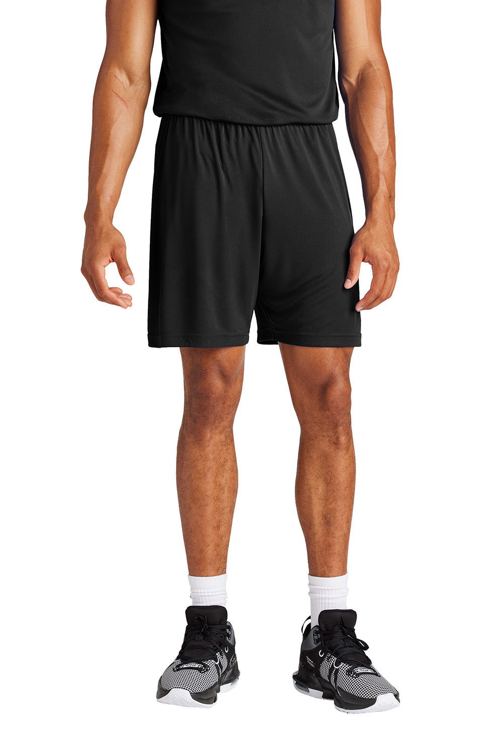 Sport-Tek ST349 Mens PosiCharge Competitor Athletic Shorts Black Model Front