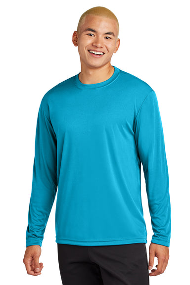 Sport-Tek ST350LS/TST350LS Mens Competitor Moisture Wicking Long Sleeve Crewneck T-Shirt Atomic Blue Model Front