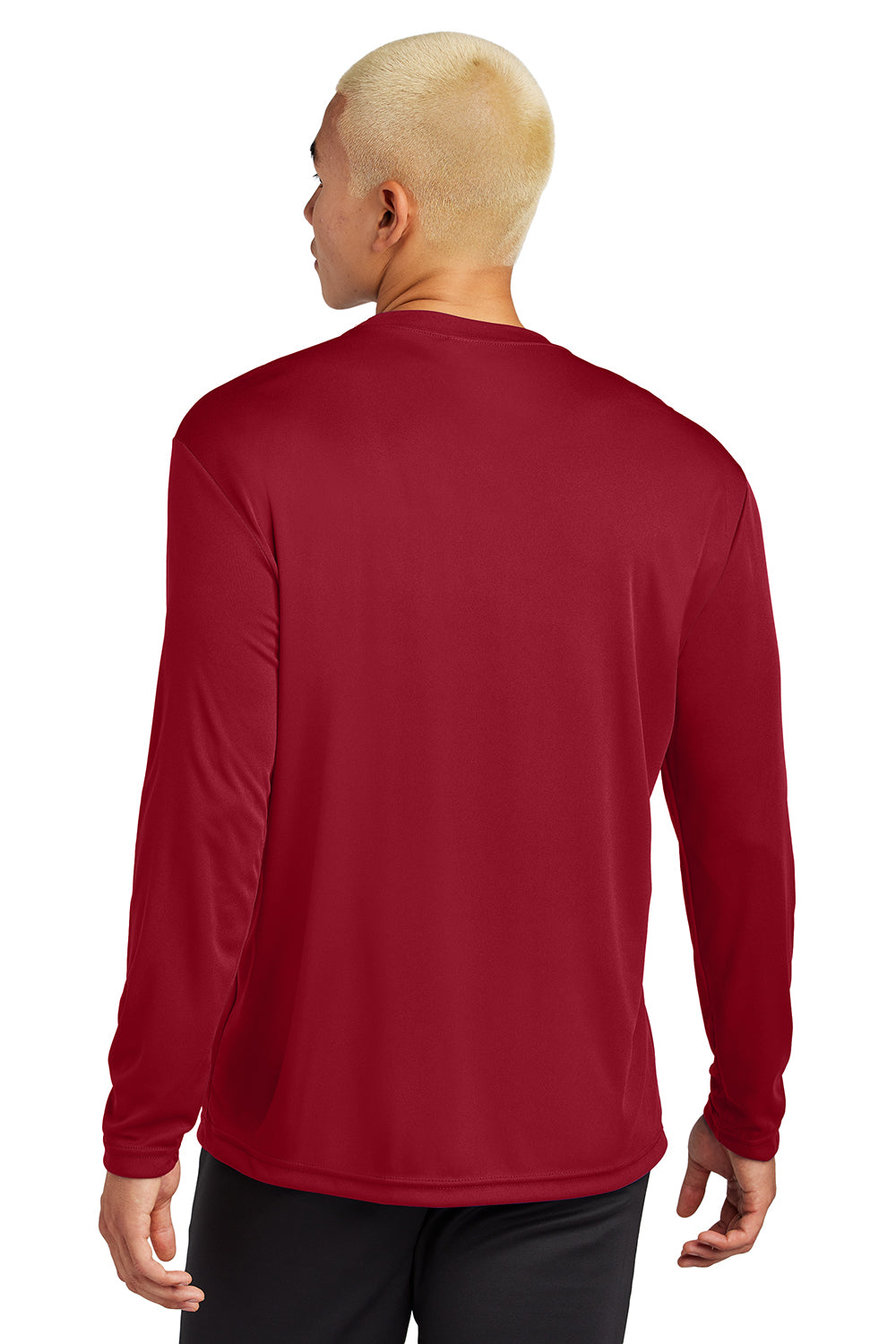 Sport-Tek ST350LS/TST350LS Mens Competitor Moisture Wicking Long Sleeve Crewneck T-Shirt Deep Red Model Back