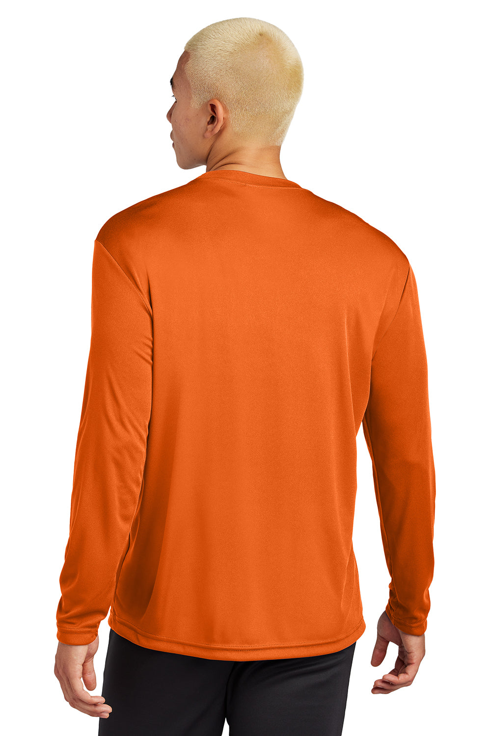 Sport-Tek ST350LS/TST350LS Mens Competitor Moisture Wicking Long Sleeve Crewneck T-Shirt Deep Orange Model Back