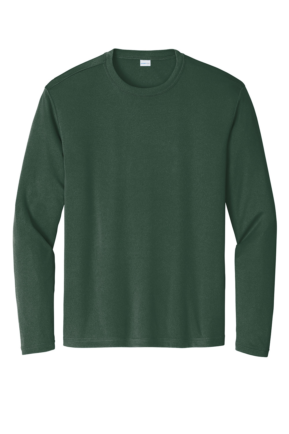 Sport-Tek ST350LS/TST350LS Mens Competitor Moisture Wicking Long Sleeve Crewneck T-Shirt Forest Green Flat Front