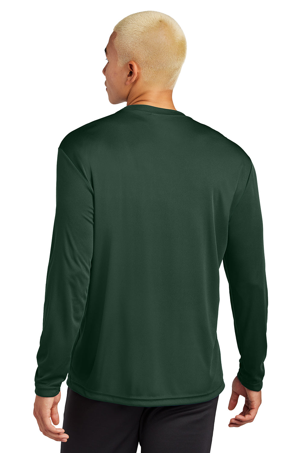 Sport-Tek ST350LS/TST350LS Mens Competitor Moisture Wicking Long Sleeve Crewneck T-Shirt Forest Green Model Back