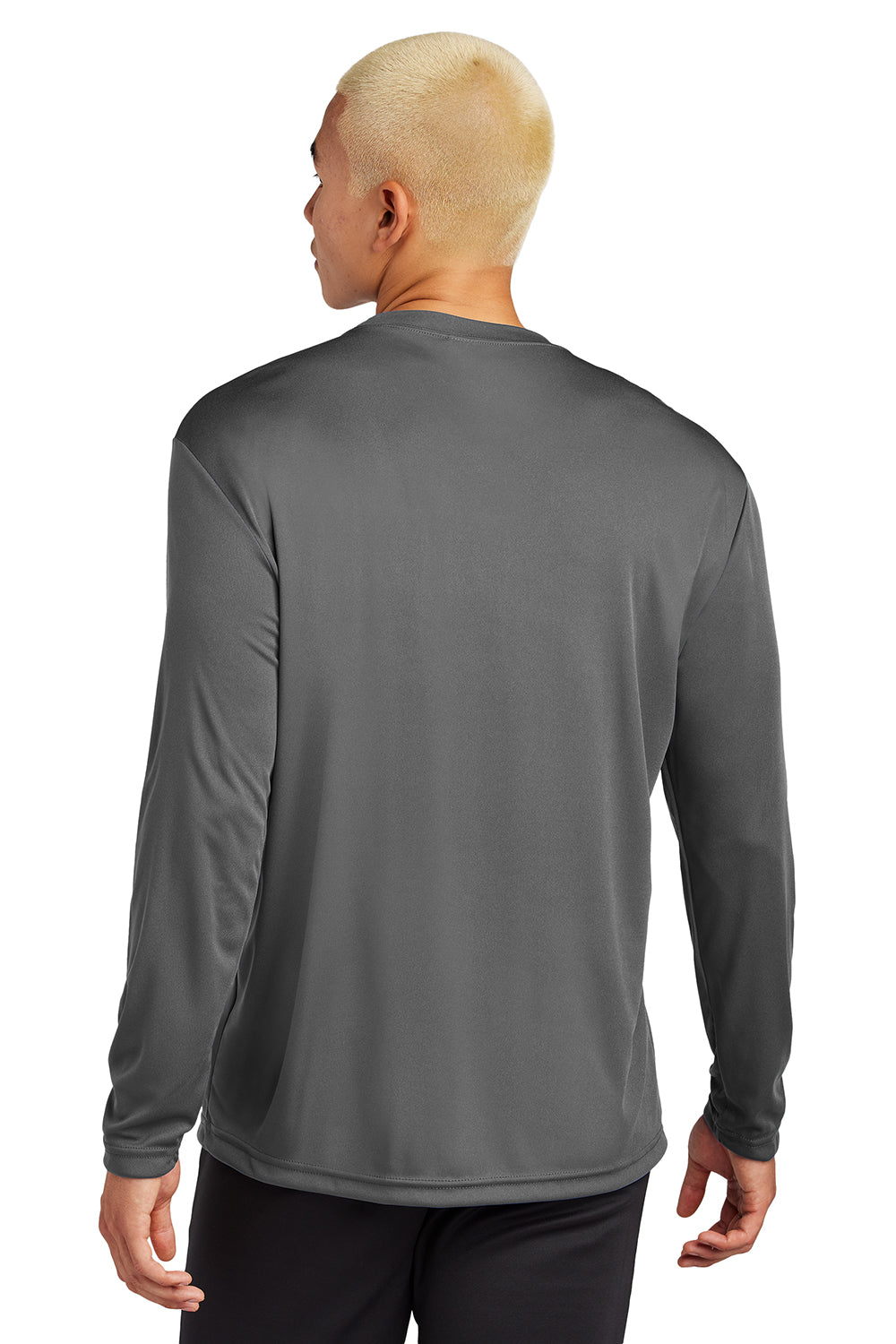 Sport-Tek ST350LS/TST350LS Mens Competitor Moisture Wicking Long Sleeve Crewneck T-Shirt Iron Grey Model Back