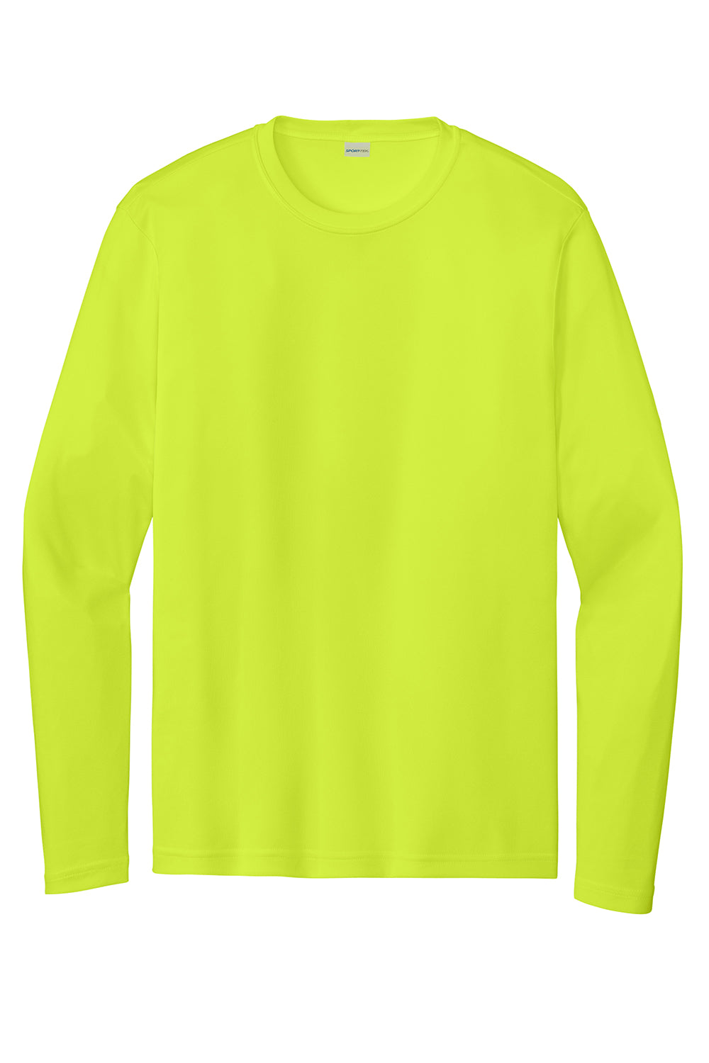 Sport-Tek ST350LS/TST350LS Mens Competitor Moisture Wicking Long Sleeve Crewneck T-Shirt Neon Yellow Flat Front