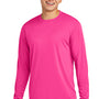 Sport-Tek Mens Competitor Moisture Wicking Long Sleeve Crewneck T-Shirt - Neon Pink