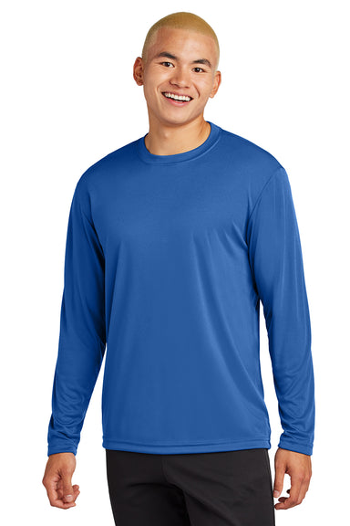 Sport-Tek ST350LS/TST350LS Mens Competitor Moisture Wicking Long Sleeve Crewneck T-Shirt True Royal Blue Model Front