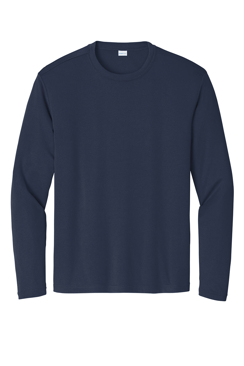 Sport-Tek ST350LS/TST350LS Mens Competitor Moisture Wicking Long Sleeve Crewneck T-Shirt True Navy Blue Flat Front