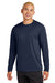 Sport-Tek ST350LS/TST350LS Mens Competitor Moisture Wicking Long Sleeve Crewneck T-Shirt True Navy Blue Model Front