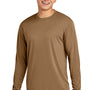 Sport-Tek Mens Competitor Moisture Wicking Long Sleeve Crewneck T-Shirt - Woodland Brown