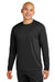 Sport-Tek ST350LS/TST350LS Mens Competitor Moisture Wicking Long Sleeve Crewneck T-Shirt Black Model Front