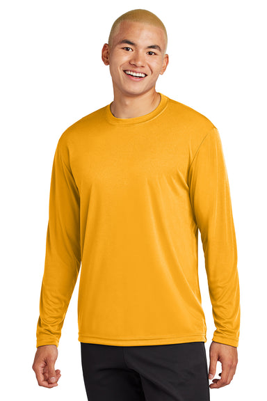 Sport-Tek ST350LS/TST350LS Mens Competitor Moisture Wicking Long Sleeve Crewneck T-Shirt Gold Model Front