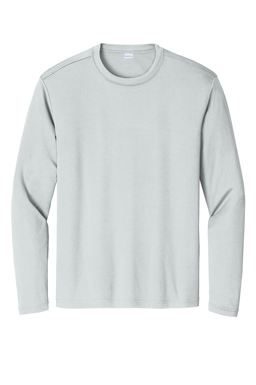 Sport-Tek ST350LS/TST350LS Mens Competitor Moisture Wicking Long Sleeve Crewneck T-Shirt Silver Grey Flat Front