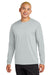 Sport-Tek ST350LS/TST350LS Mens Competitor Moisture Wicking Long Sleeve Crewneck T-Shirt Silver Grey Model Front