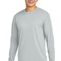 Sport-Tek Mens Competitor Moisture Wicking Long Sleeve Crewneck T-Shirt - Silver Grey