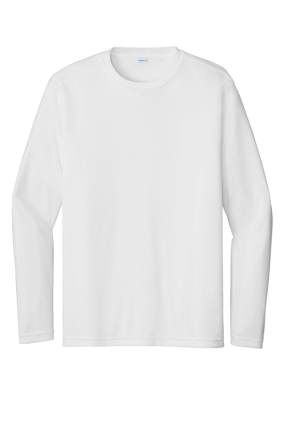 Sport-Tek ST350LS/TST350LS Mens Competitor Moisture Wicking Long Sleeve Crewneck T-Shirt White Flat Front