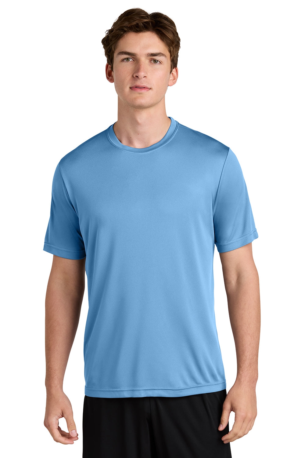 Sport-Tek ST350/TST350 Mens Competitor Moisture Wicking Short Sleeve Crewneck T-Shirt Carolina Blue Model Front