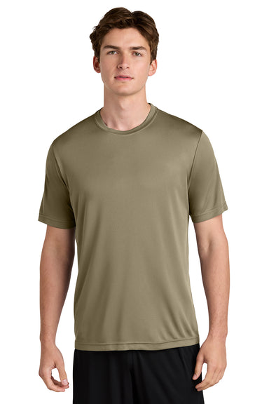 Sport-Tek ST350/TST350 Mens Competitor Moisture Wicking Short Sleeve Crewneck T-Shirt Coyote Brown Model Front