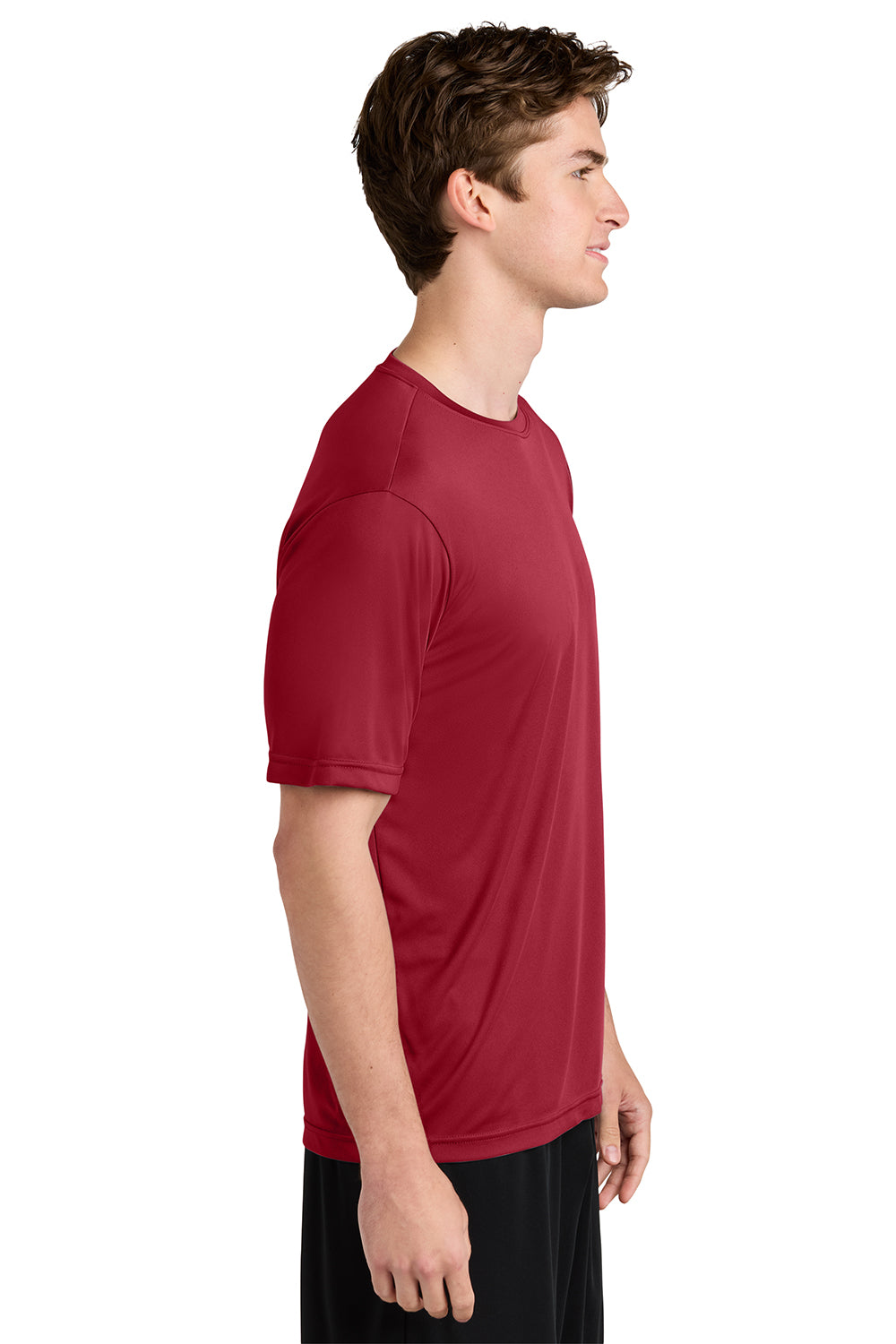 Sport-Tek ST350/TST350 Mens Competitor Moisture Wicking Short Sleeve Crewneck T-Shirt Deep Red Model Side