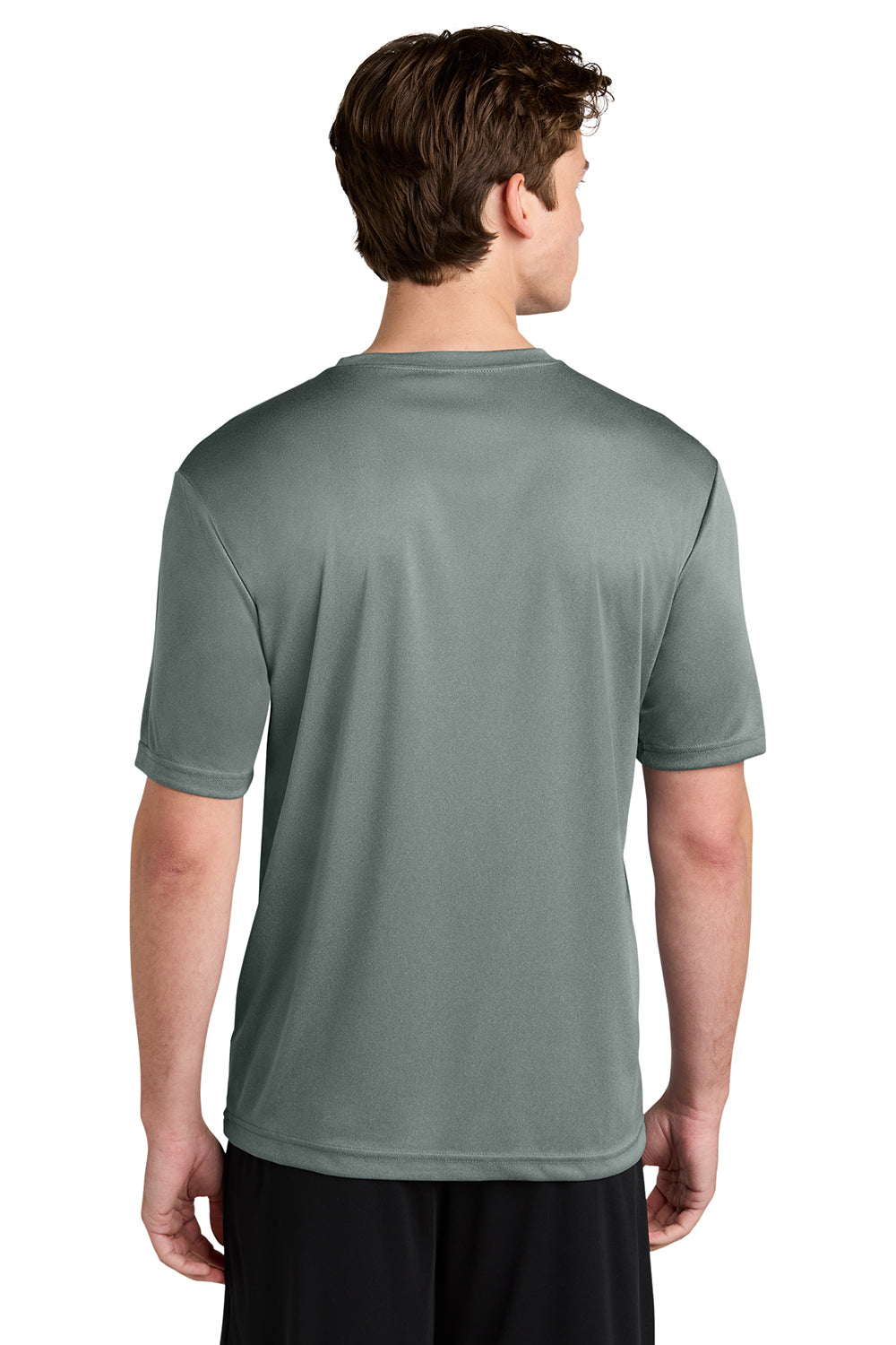 Sport-Tek ST350/TST350 Mens Competitor Moisture Wicking Short Sleeve Crewneck T-Shirt Heather Concrete Grey Model Back