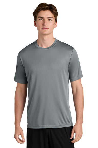 Sport-Tek ST350/TST350 Mens Competitor Moisture Wicking Short Sleeve Crewneck T-Shirt Concrete Grey Model Front