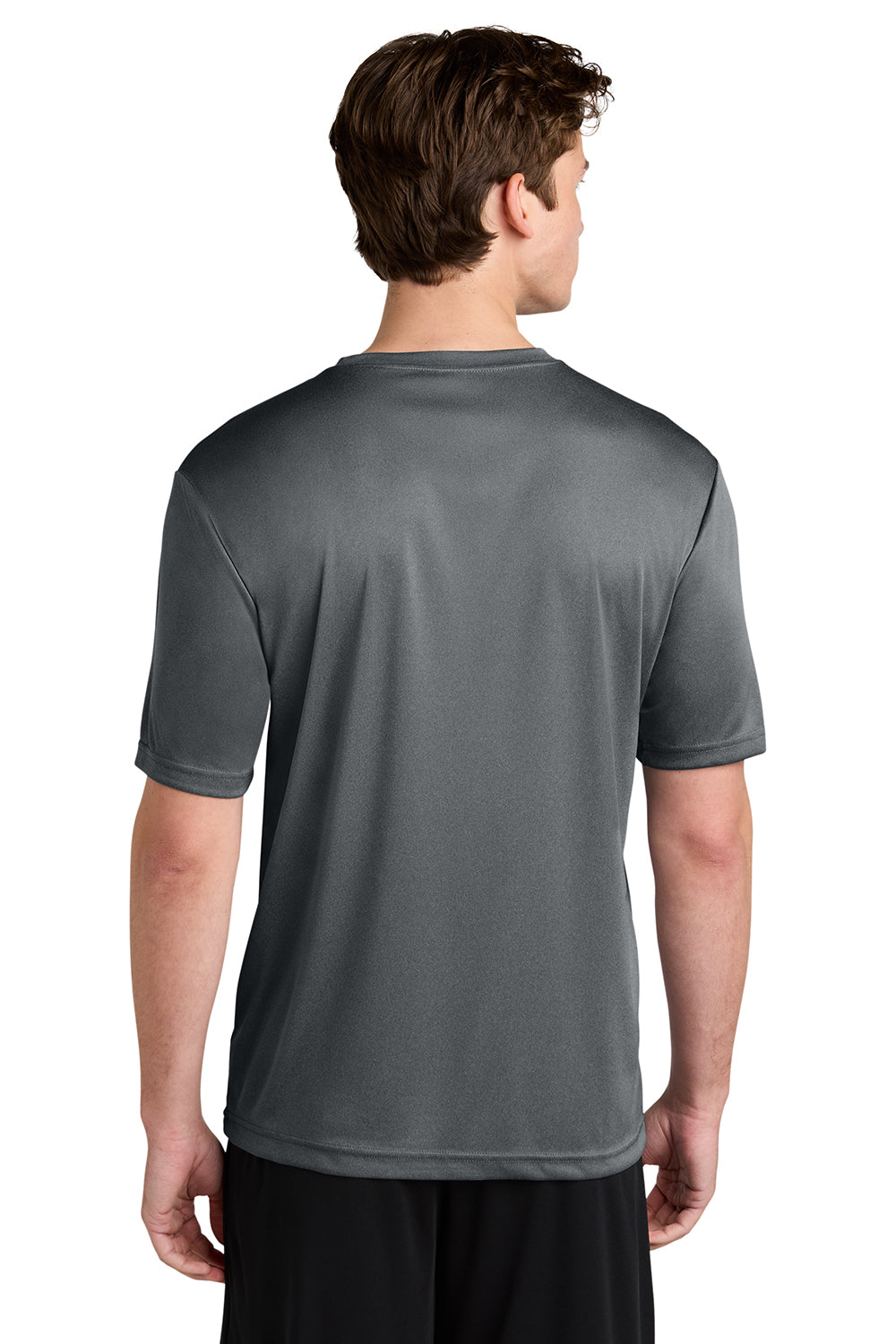 Sport-Tek ST350/TST350 Mens Competitor Moisture Wicking Short Sleeve Crewneck T-Shirt Heather Iron Grey Model Back