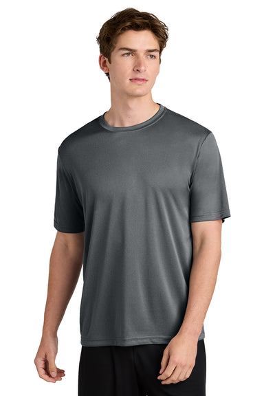 Sport-Tek ST350/TST350 Mens Competitor Moisture Wicking Short Sleeve Crewneck T-Shirt Heather Iron Grey Model Front