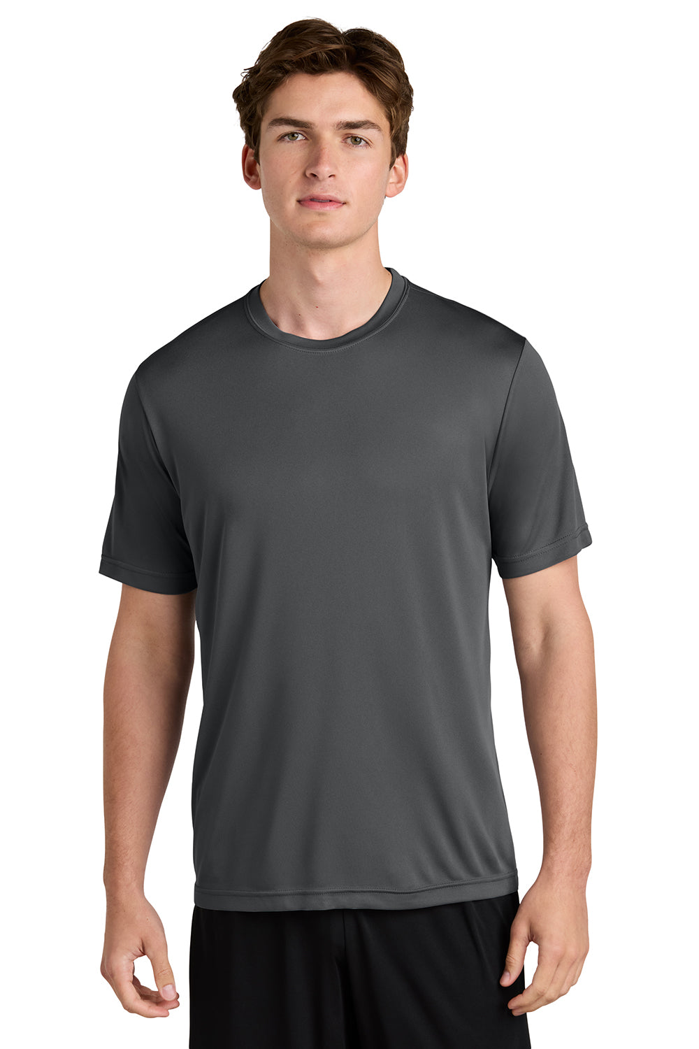 Sport-Tek ST350/TST350 Mens Competitor Moisture Wicking Short Sleeve Crewneck T-Shirt Iron Grey Model Front