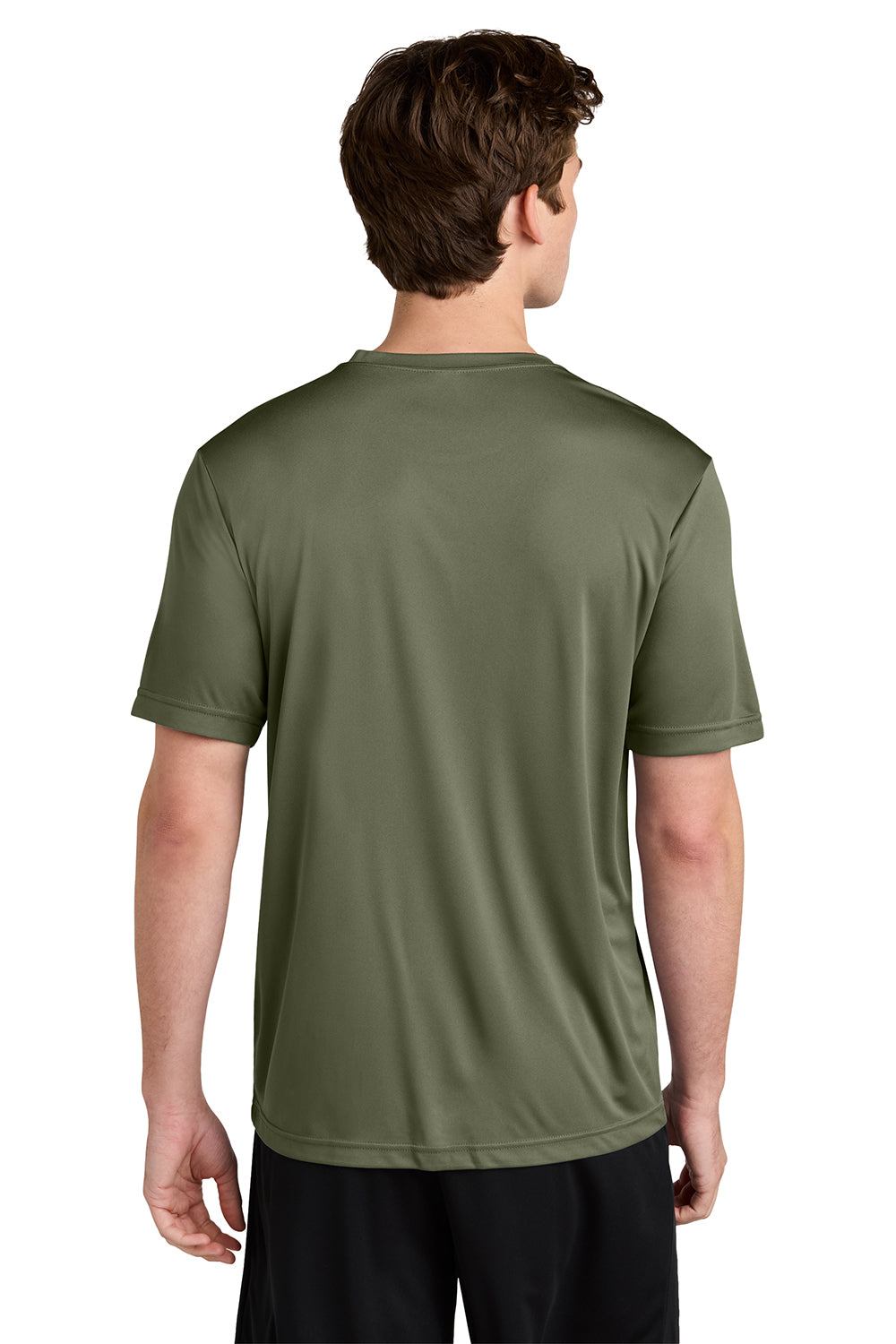 Sport-Tek ST350/TST350 Mens Competitor Moisture Wicking Short Sleeve Crewneck T-Shirt Olive Drab Green Model Back