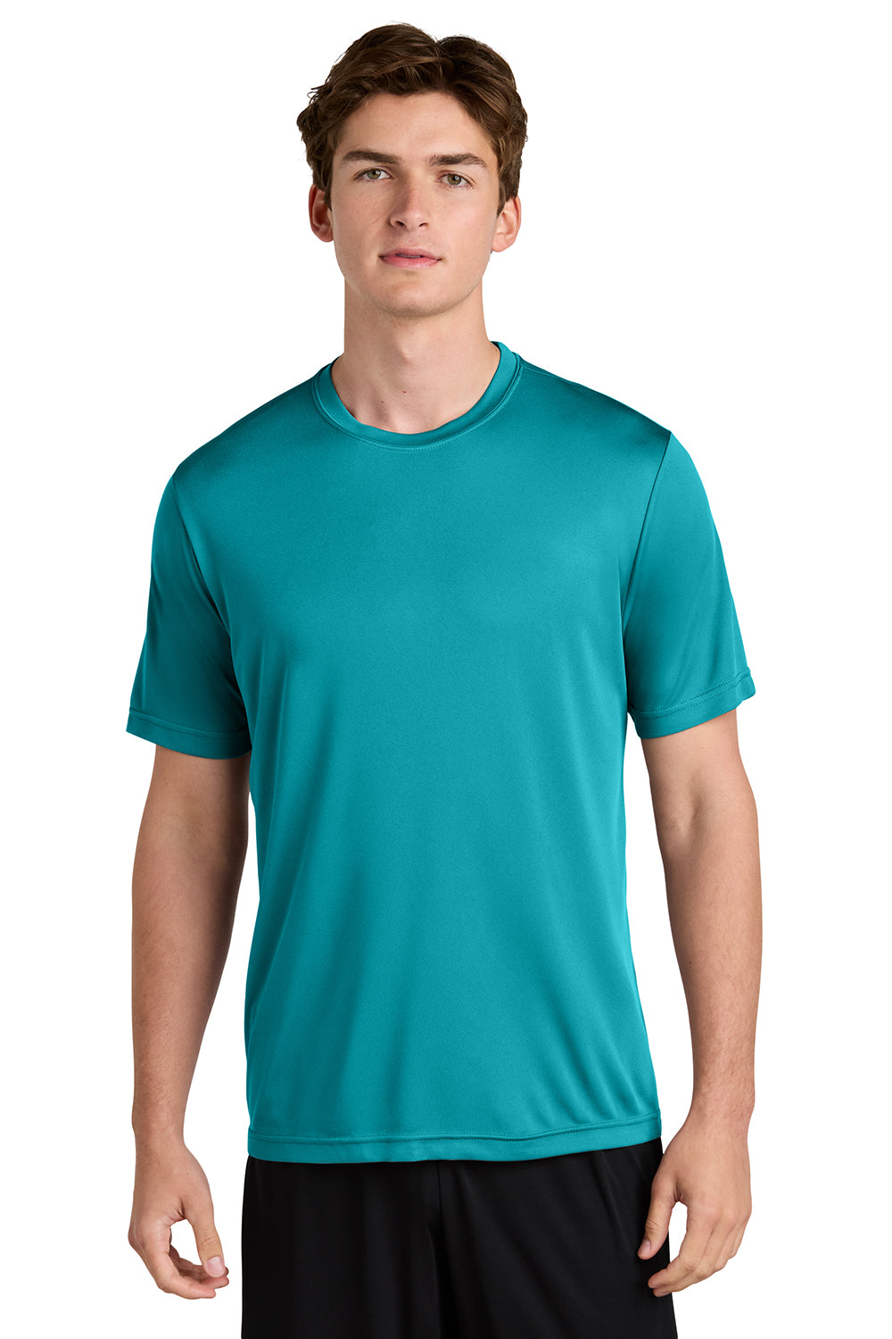 Sport-Tek ST350/TST350 Mens Competitor Moisture Wicking Short Sleeve Crewneck T-Shirt Tropic Blue Model Front