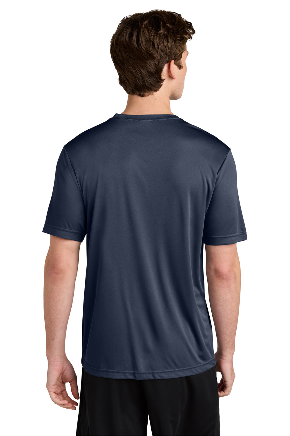 Sport-Tek ST350/TST350 Mens Competitor Moisture Wicking Short Sleeve Crewneck T-Shirt True Navy Blue Model Back