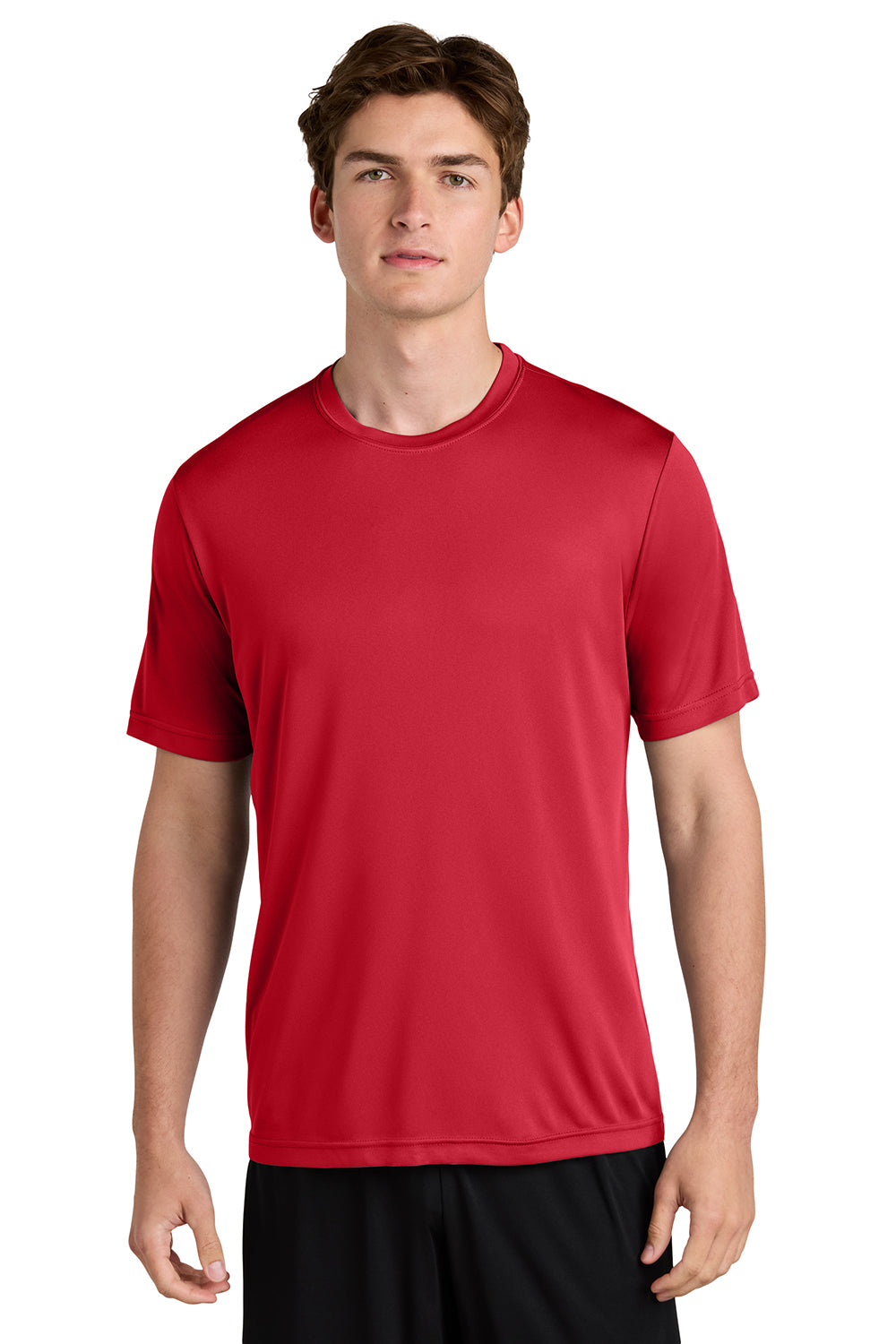 Sport-Tek ST350/TST350 Mens Competitor Moisture Wicking Short Sleeve Crewneck T-Shirt True Red Model Front