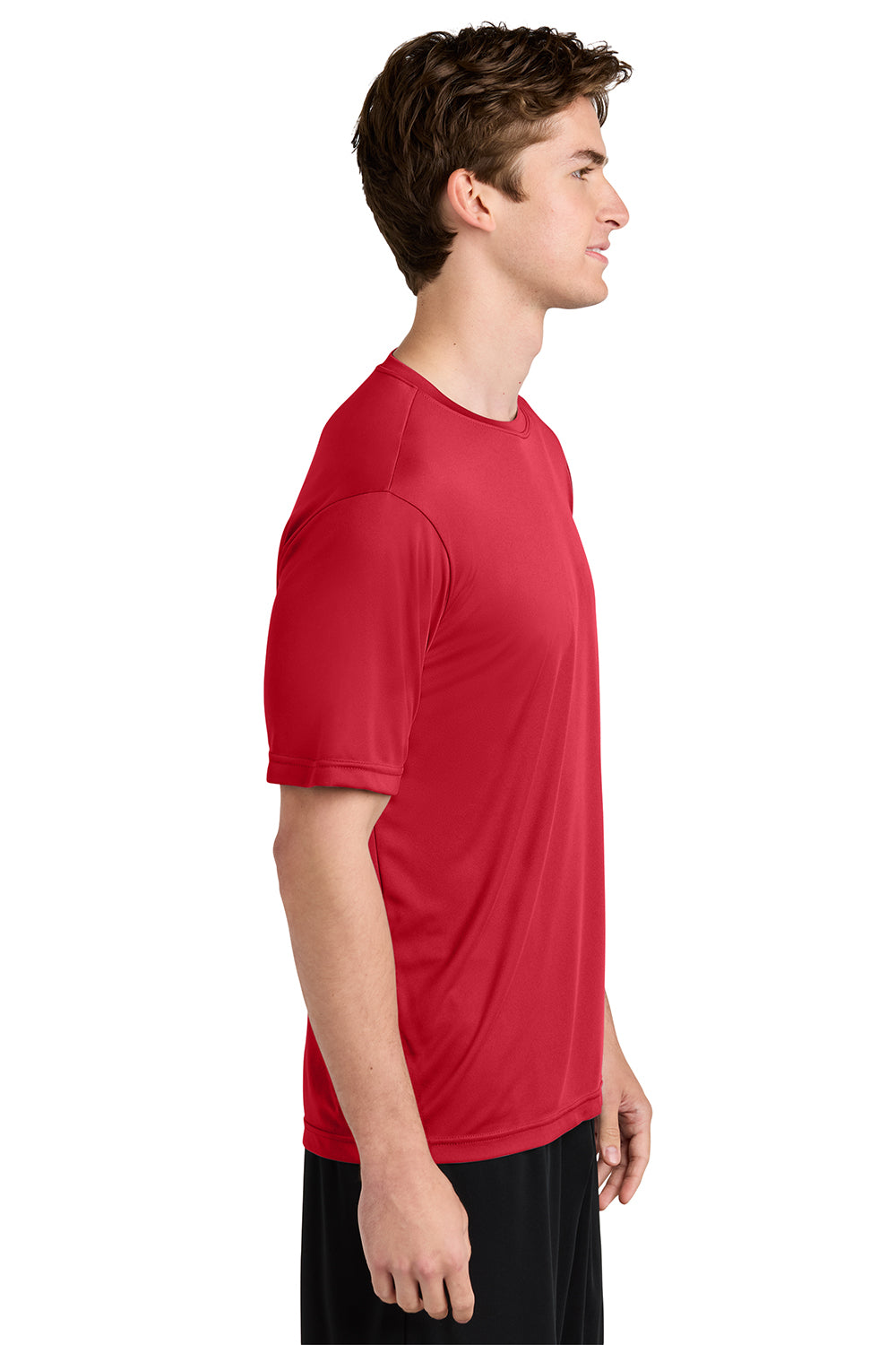 Sport-Tek ST350/TST350 Mens Competitor Moisture Wicking Short Sleeve Crewneck T-Shirt True Red Model Side