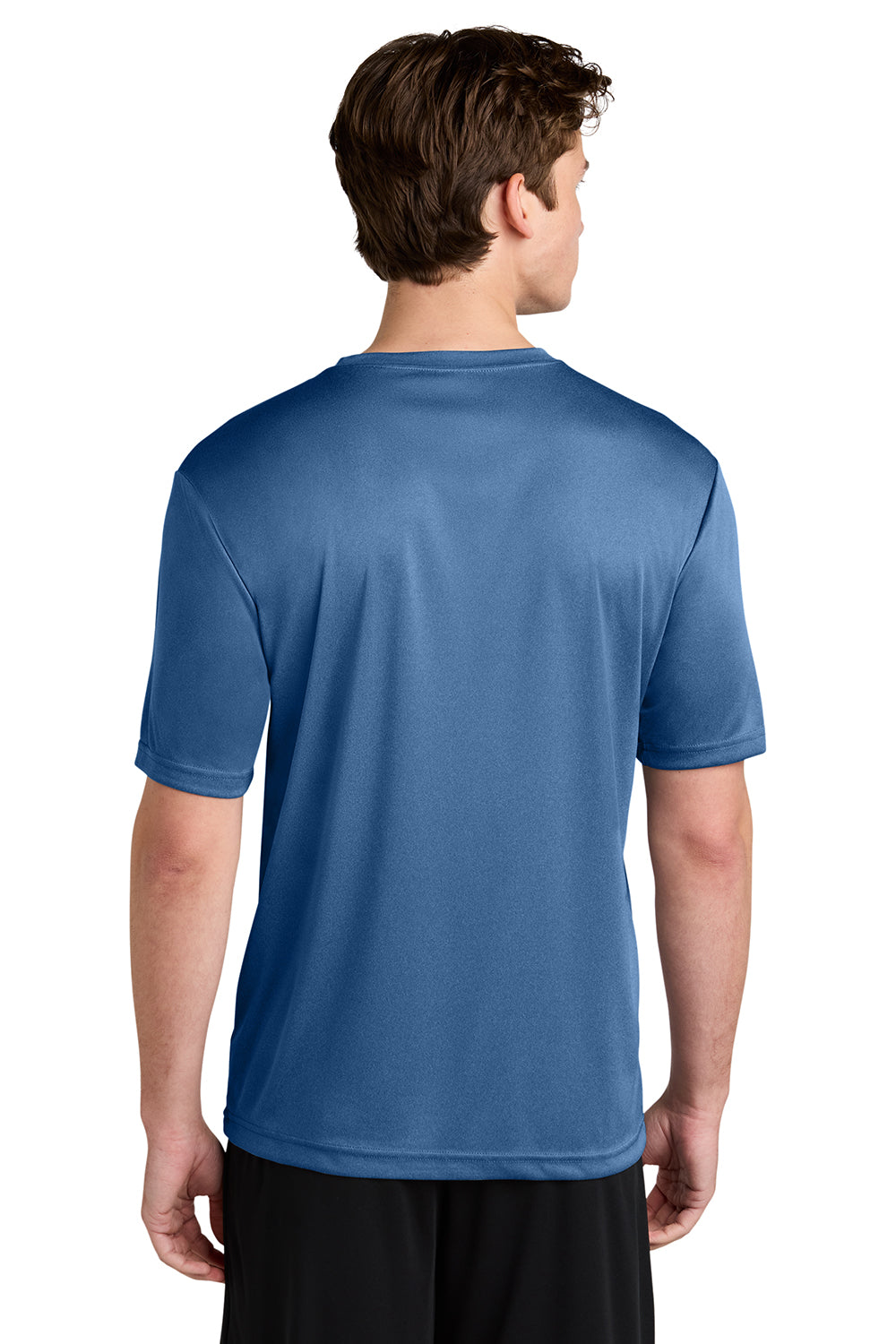 Sport-Tek ST350/TST350 Mens Competitor Moisture Wicking Short Sleeve Crewneck T-Shirt Heather True Royal Blue Model Back