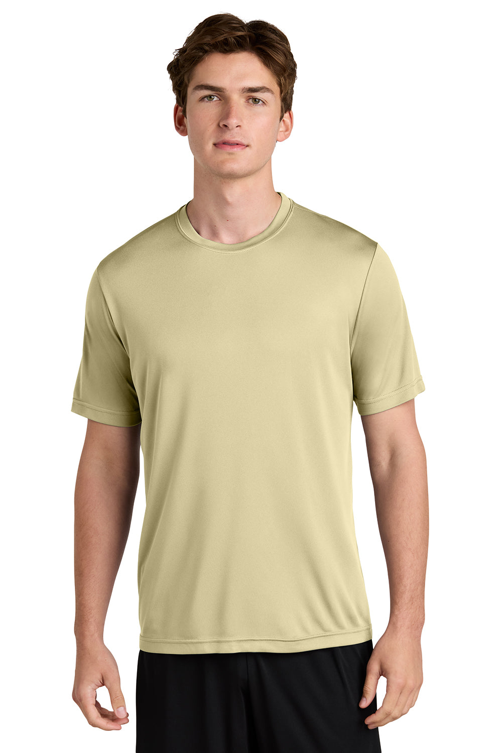 Sport-Tek ST350/TST350 Mens Competitor Moisture Wicking Short Sleeve Crewneck T-Shirt Vegas Gold Model Front