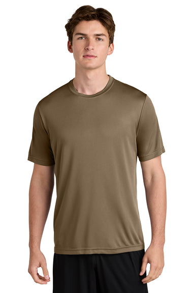 Sport-Tek ST350/TST350 Mens Competitor Moisture Wicking Short Sleeve Crewneck T-Shirt Woodland Brown Model Front