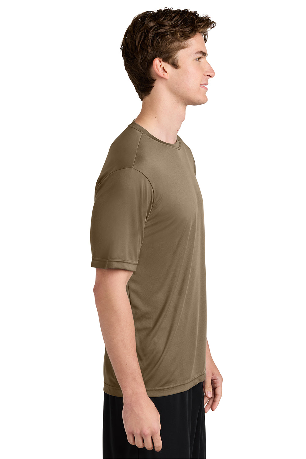 Sport-Tek ST350/TST350 Mens Competitor Moisture Wicking Short Sleeve Crewneck T-Shirt Woodland Brown Model Side