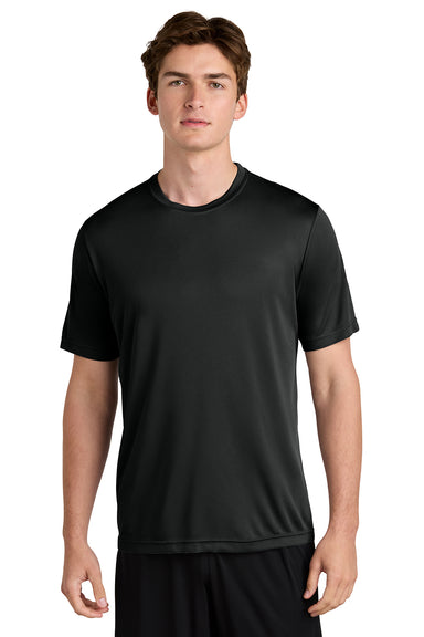 Sport-Tek ST350/TST350 Mens Competitor Moisture Wicking Short Sleeve Crewneck T-Shirt Black Model Front