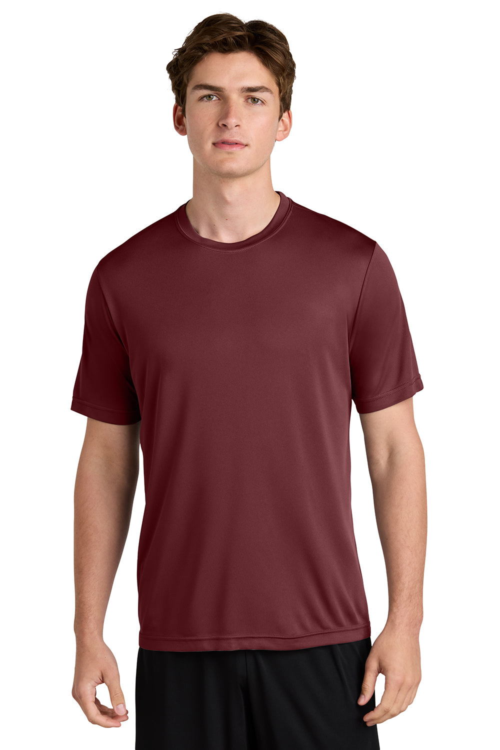 Sport-Tek ST350/TST350 Mens Competitor Moisture Wicking Short Sleeve Crewneck T-Shirt Cardinal Red Model Front