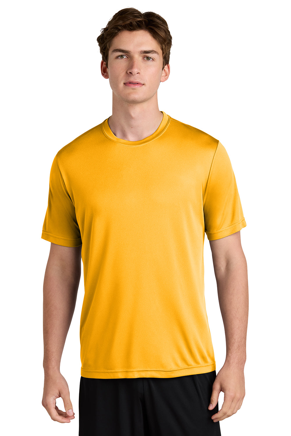 Sport-Tek ST350/TST350 Mens Competitor Moisture Wicking Short Sleeve Crewneck T-Shirt Gold Model Front