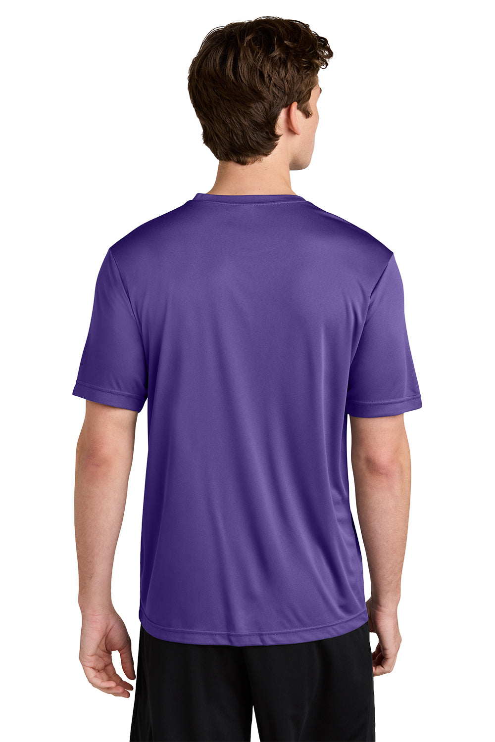 Sport-Tek ST350/TST350 Mens Competitor Moisture Wicking Short Sleeve Crewneck T-Shirt Purple Model Back