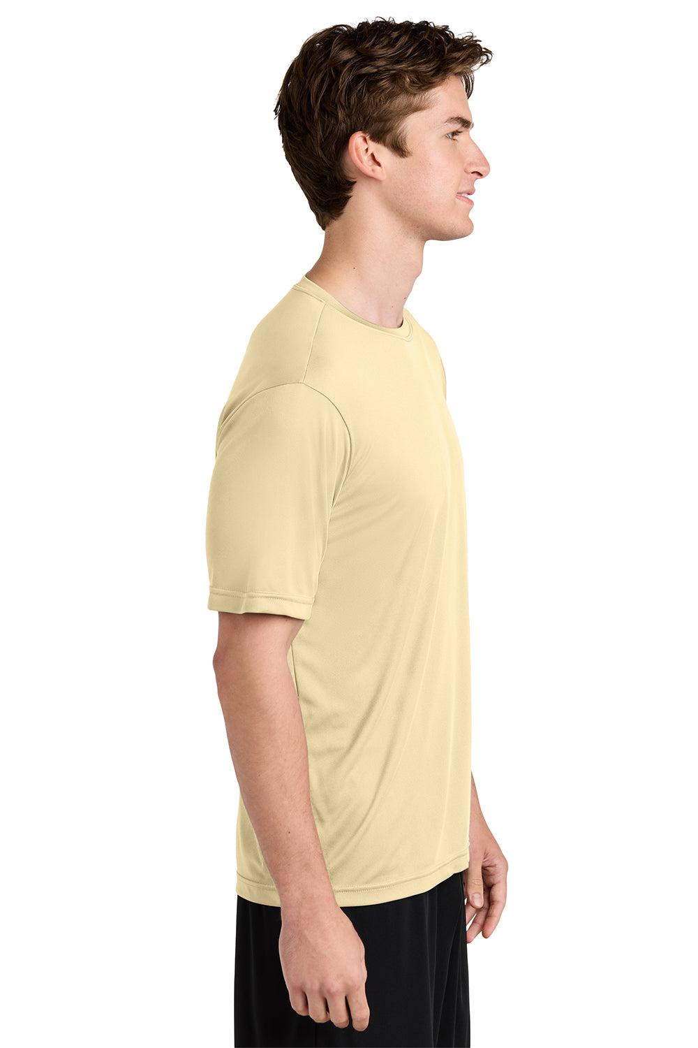 Sport-Tek ST350/TST350 Mens Competitor Moisture Wicking Short Sleeve Crewneck T-Shirt Sand Model Side