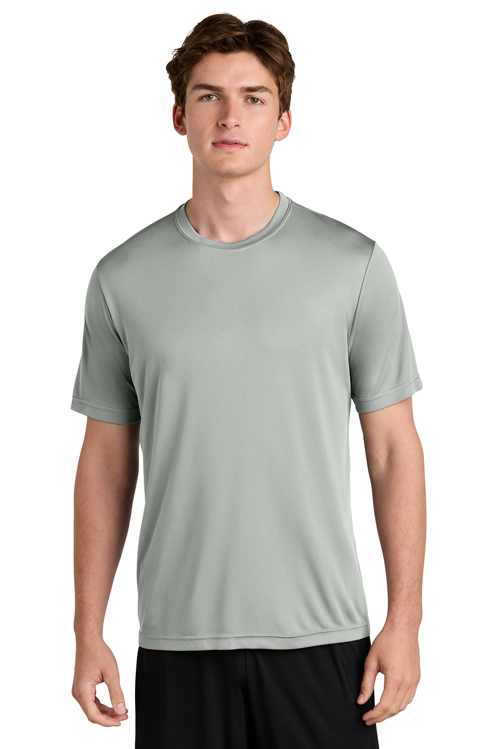 Sport-Tek ST350/TST350 Mens Competitor Moisture Wicking Short Sleeve Crewneck T-Shirt Silver Grey Model Front