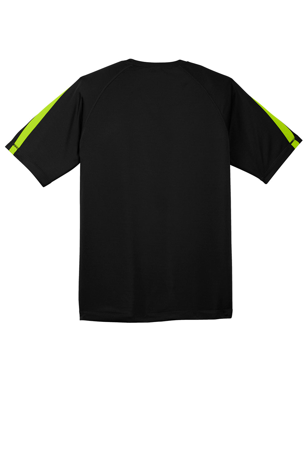 Sport-Tek ST351 Mens Competitor Moisture Wicking Short Sleeve Crewneck T-Shirt Black/Lime Shock Green Flat Back