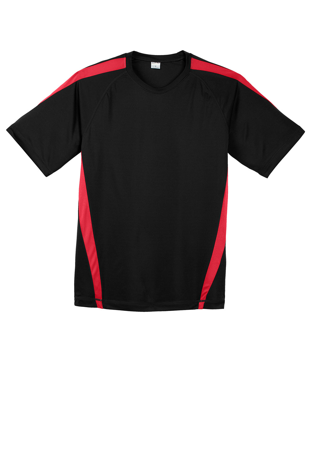 Sport-Tek ST351 Mens Competitor Moisture Wicking Short Sleeve Crewneck T-Shirt Black/True Red Flat Front