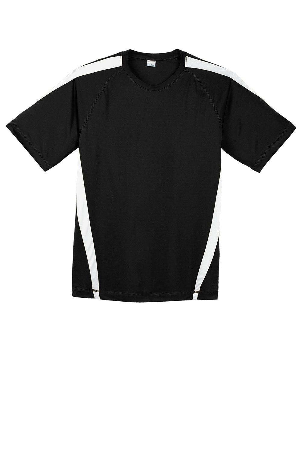 Sport-Tek ST351 Mens Competitor Moisture Wicking Short Sleeve Crewneck T-Shirt Black/White Flat Front