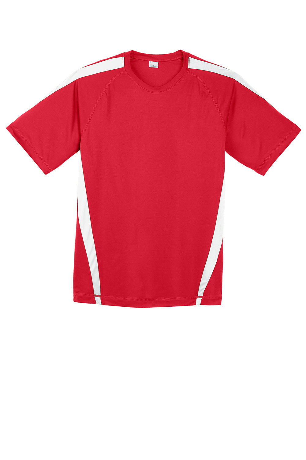 Sport-Tek ST351 Mens Competitor Moisture Wicking Short Sleeve Crewneck T-Shirt True Red/White Flat Front