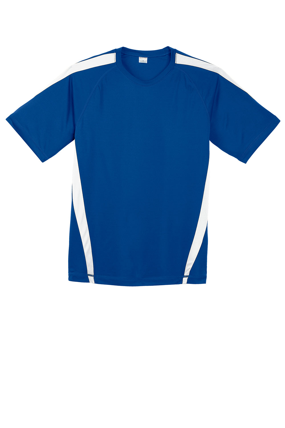 Sport-Tek ST351 Mens Competitor Moisture Wicking Short Sleeve Crewneck T-Shirt True Royal Blue/White Flat Front