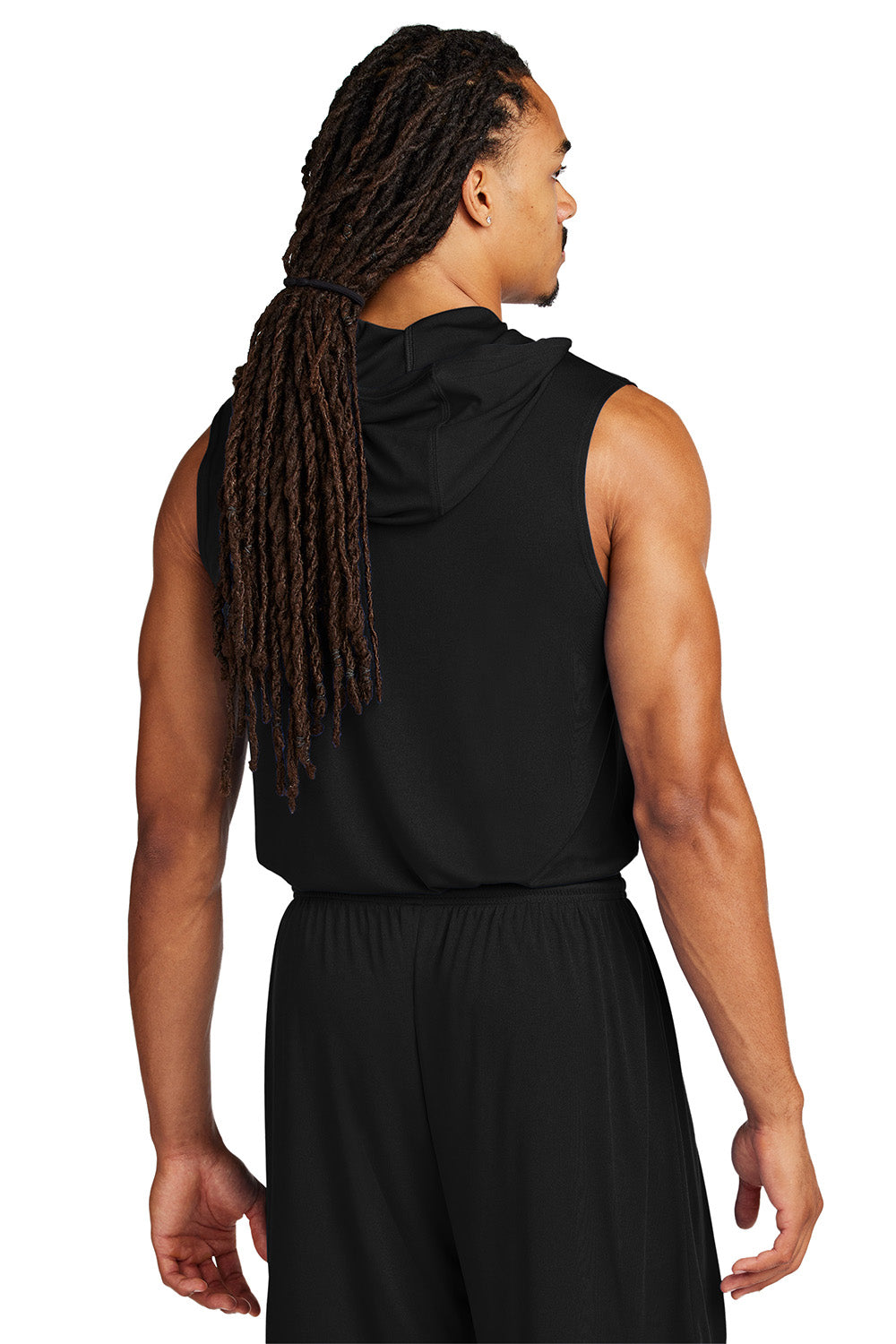 Sport-Tek ST352H Mens Competitor Hooded Tank Top Hoodie Black Model Back