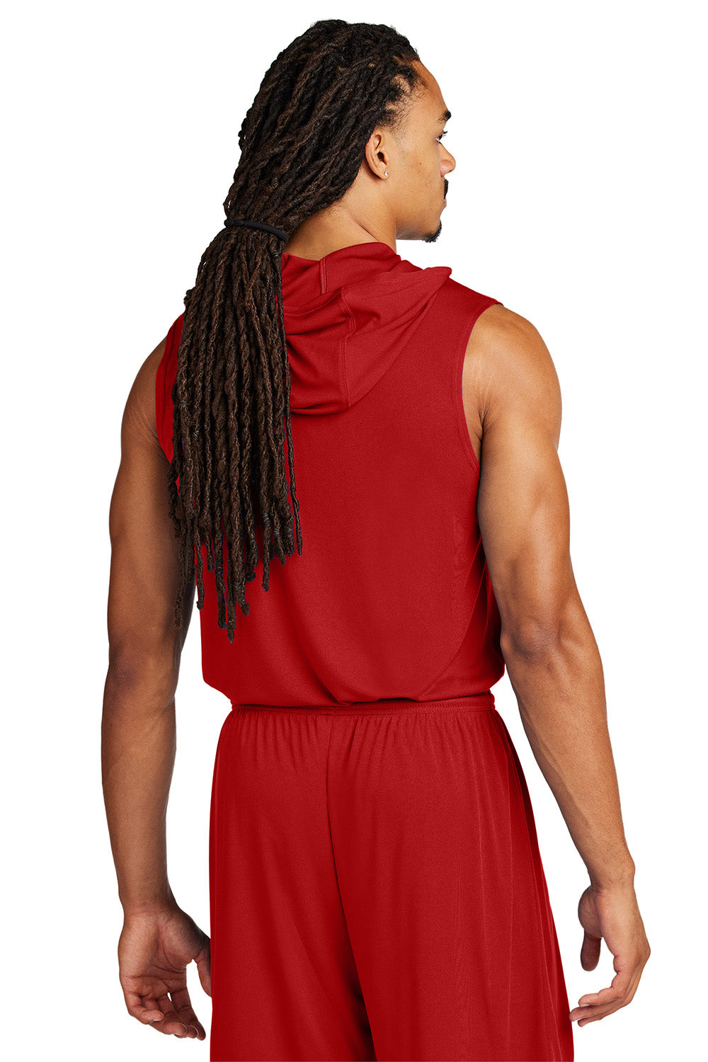 Sport-Tek ST352H Mens Competitor Hooded Tank Top Hoodie Deep Red Model Back