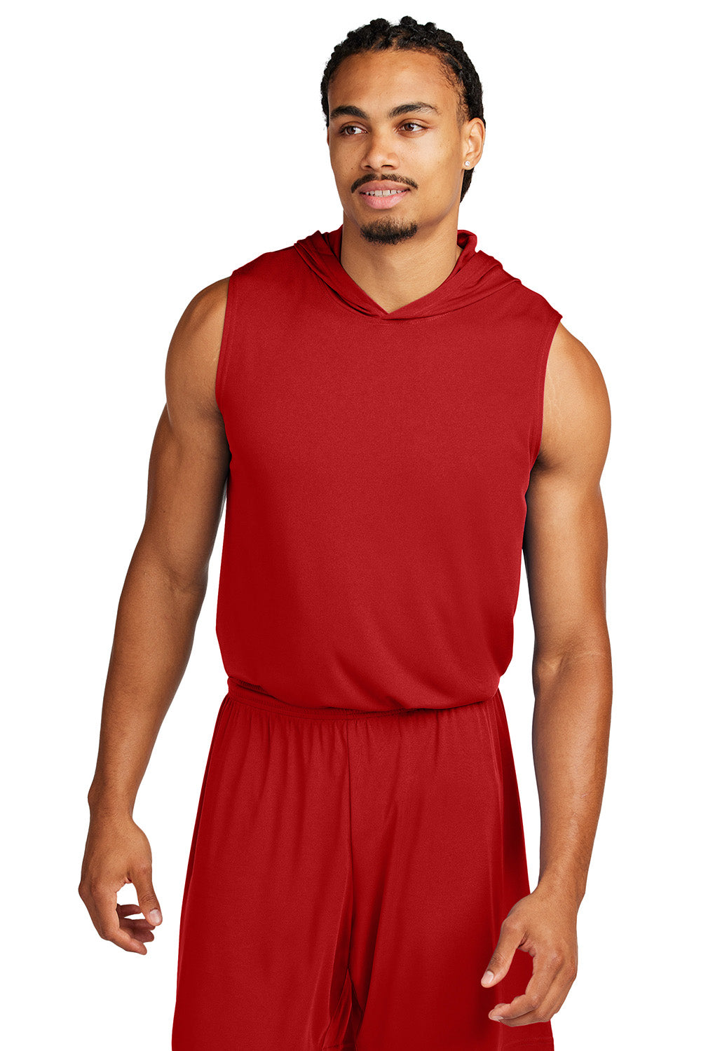 Sport-Tek ST352H Mens Competitor Hooded Tank Top Hoodie Deep Red Model Front